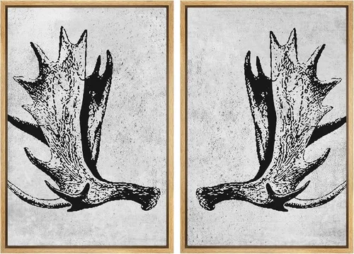 Miniatura 13 de SIGNWIN Lienzo enmarcado para pared, juego de arte con anillos de árbol de bosque grunge en blanco y negro, ilustraciones de naturaleza silvestre