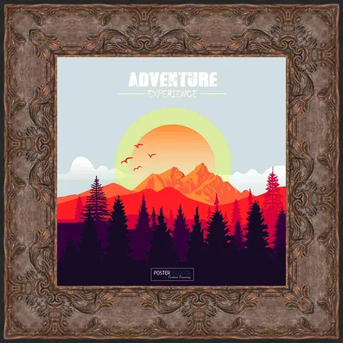 Poster Palooza 5x5 Inch Traditional Antique Gold Complete Wood Square Picture Frame with UV Acrylic Plexiglass, Foam Board Backing & Hardware