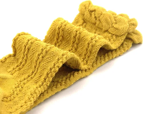 Miniatura 11 de Bestjybt Calcetines altos hasta la rodilla de algodón para bebés y niños pequeños, calcetines de punto trenzado con volantes, 5 pares