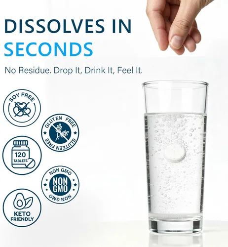 Miniatura 6 de Tabletas de hidrógeno molecular (H2) con magnesio – Tableta de agua de hidrógeno de 12 PPM para agua potable, rica en antioxidantes, apoya la salud