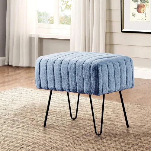 Miniatura 8 de Home Soft Things - Banco otomano de piel sintética azul de visón, 19 x 13 x 17 pulgadas, color espejismo azul, se puede usar como reposapiés, banco