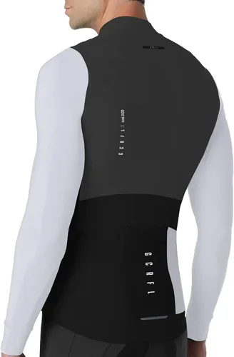 Miniatura 3 de GCRFL Camiseta de ciclismo para hombre, manga larga, camiseta de ciclismo de carretera, bolsillo con cremallera, ligera, ajuste profesional UPF 50+
