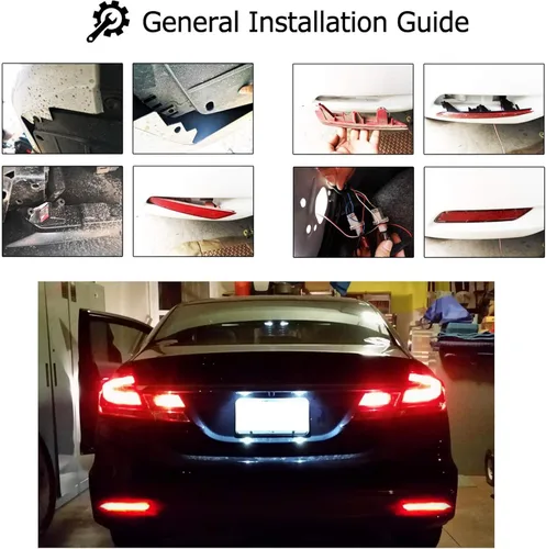 Miniatura 6 de iJDMTOY Lentes ahumadas 60-SMD LED Reflector de parachoques compatibles con Honda Civic Sedan 2013-2015, funciona como faros antiniebla traseros