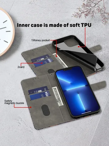 Miniatura 2 de Funda para Moto G 5G 2022, Moto G 5G 2022, funda protectora de piel sintética con tarjetero para Motorola Moto G 5G 2022 - Rosa azul