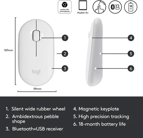 Miniatura 5 de Logitech Ratón Bluetooth inalámbrico delgado para Mac - Blanco