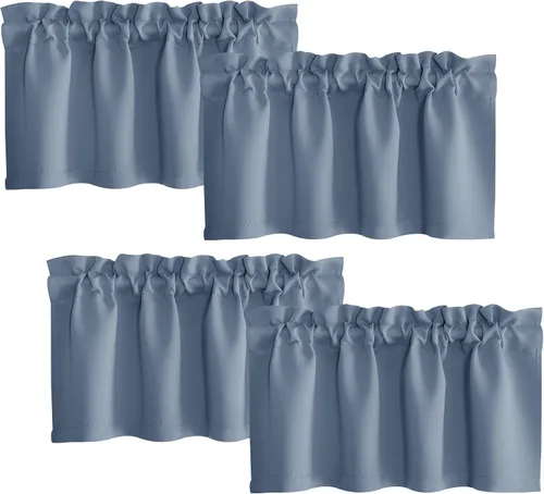 Miniatura 6 de NICETOWN 2 paneles de cortinas opacas de 42 x 84 pulgadas de largo con bolsillo para barra con 4 paneles de 42 x 16 pulgadas de largo, cenefas