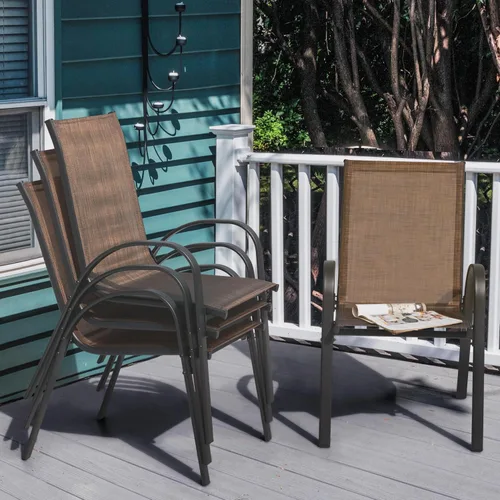 Miniatura 2 de NUU GARDEN Juego de 4 sillas de comedor para patio, sillas apilables para exteriores con respaldo alto, asientos de textileno para todo