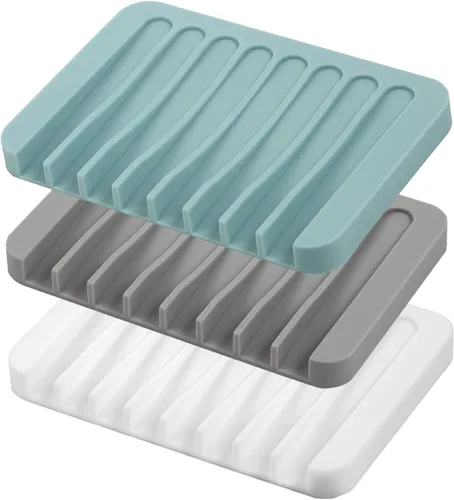 Jaboneras autodrenantes, 3 piezas de silicona para jabón, escurridor de cascada para baño, prolonga la vida del jabón, mantiene las barras de jabón