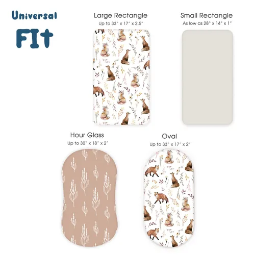 Miniatura 7 de GRSSDER - Juego de 3 sábanas elásticas ultrasuaves para moisés, ajuste universal para colchón rectangular u ovalado de cuna o moisés, diseño