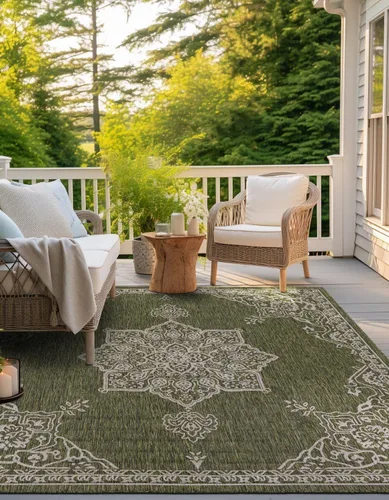 Miniatura 24 de Unique Loom Outdoor Traditional Collection - Alfombra de área antigua (4 pies 1 pulgada x 6 pies 1 pulgada, rectangular, beige y negro)