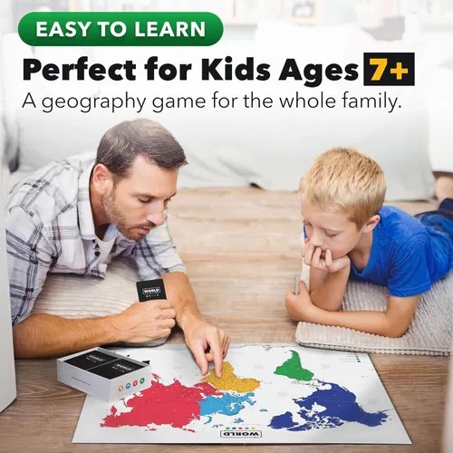 Miniatura 2 de The World Game - Juego de cartas de geografía - Juego de mesa educativo para niños, familia y adultos - Idea de regalo de aprendizaje genial