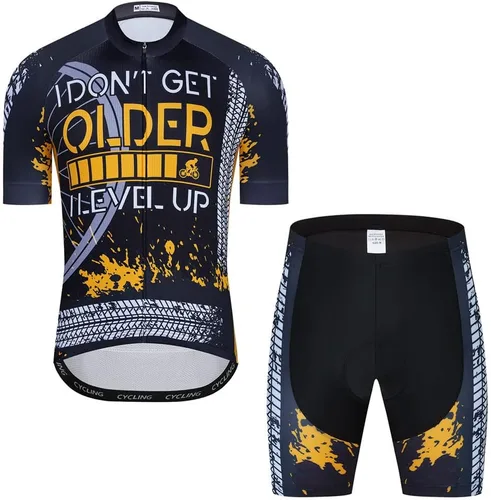 Conjunto de camiseta de ciclismo para hombre, camisa de manga corta y pantalones cortos acolchados 3D, traje de ciclismo