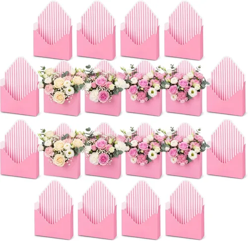 Miniatura 14 de Geyee 10 cajas sobre para ramo de floristería de graduación clase de 2026, ramo de flores de corazón rosa, embalaje de papel de regalo, bolsas