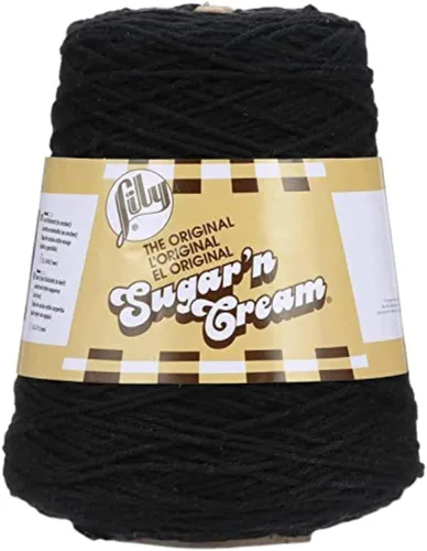 Lily Sugar N Cream - Ovillos de hilo negro - 1 paquete de 14oz/400g - Algodón - #4 Mediano - 640 metros - Para tejer/croché
