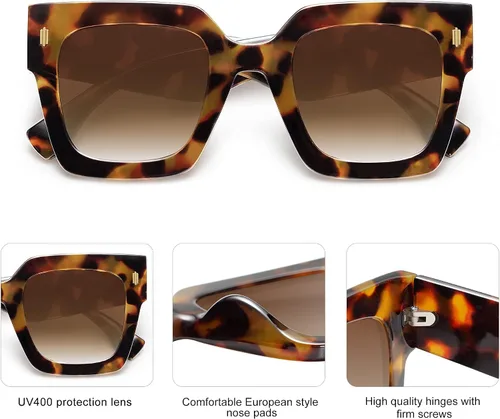 Miniatura 33 de SOJOS Gafas de sol cuadradas vintage de gran tamaño para mujer, estilo retro, de lujo, grandes, UV400 SJ2194