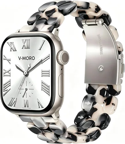 Miniatura 12 de V-MORO Correa de resina compatible con Apple Watch Series 7/8/9/10/11 de 1.614 pulgadas/1.575 pulgadas/1.496 pulgadas/1.654 pulgadas, correa ligera