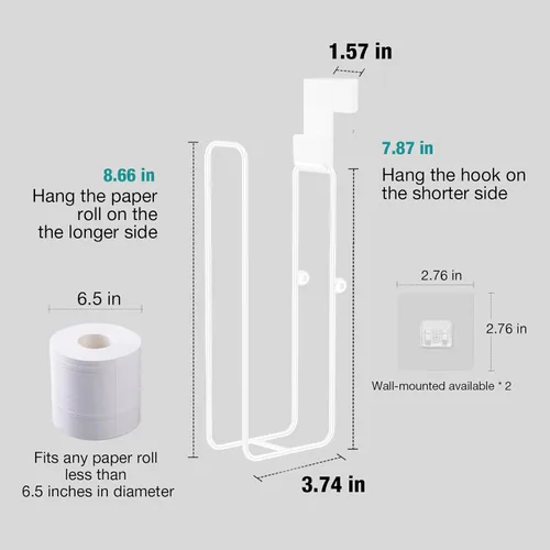 Miniatura 25 de Conworld Soporte de pared para almacenamiento de papel higiénico, dispensador portarrollos de papel higiénico sobre el tanque de reserva