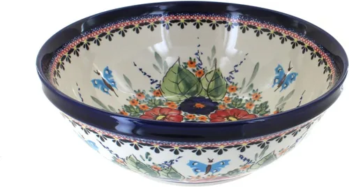 Miniatura 6 de Blue Rose Polish Pottery – Blue Tulip - Tazón grande para servir – 9 pulgadas de diámetro – Tazón perfecto para pasta y ensalada, duradero y apto