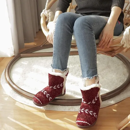 Miniatura 3 de Botas cómodas y esponjosas de piel sintética para mujer, botas de tobillo de espuma viscoelástica suave, zapatos de meter para casa, suela