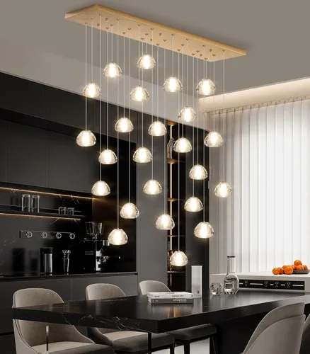 Miniatura 26 de Lámpara colgante moderna de cristal para isla de cocina, comedor, dormitorio, pasillo, color negro