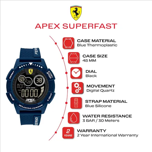 Miniatura 4 de Ferrari Reloj de cuarzo para hombre con correa de silicona azul 22 Modelo 0830858 Azul Patchwork Reloj de cuarzo digital