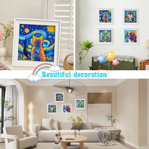 Miniatura 4 de Libfx Kits de arte de diamantes para niños, 4 piezas de arte de diamantes para niñas, niños, principiantes, artes y manualidades para niños de 8 a