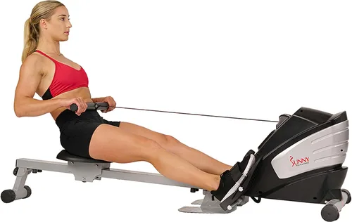 Miniatura 9 de Sunny Health & Fitness Smart Flippable Magnetic Rower, 50 Inches Quiet & Smooth Stainless Steel Slide Rail, Full-Body Low-Impact Exercise Rowing
