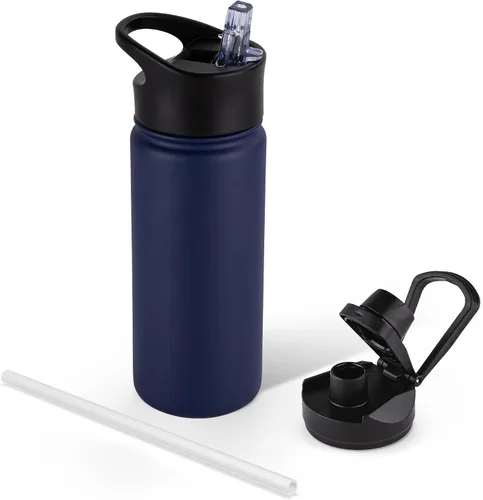 Miniatura 15 de Botella de agua aislada de 64 onzas con tapas de pajita y boquilla, jarra de agua de acero inoxidable de medio galón con mango de paracord, vacío