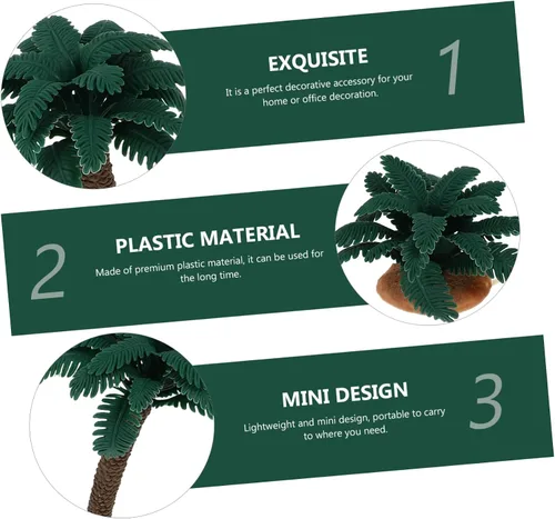 Miniatura 3 de NOLITOY Modelo de palmera de coco de 3 piezas para decoración de paisajismo en miniatura para diseño de escena de jardín, decoración de mesa