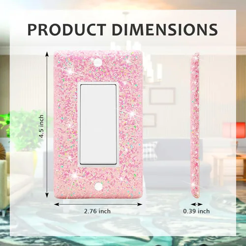 Miniatura 2 de Dengduoduo Placas de pared, cubierta decorativa para interruptor de luz, cubierta de pared brillante con purpurina brillante, placa de pared de una