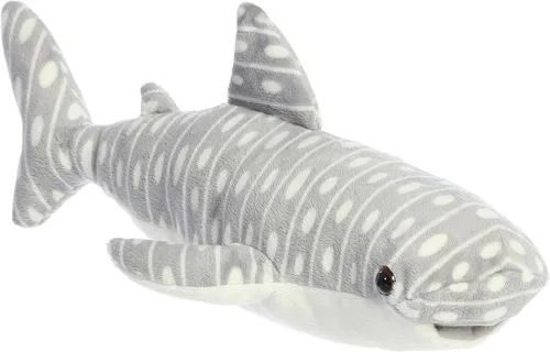 Aurora® Adorable Flopsie™ - Animal de peluche de tiburón ballena, facilidad juguetona, compañeros atemporales, color gris, 12 pulgadas