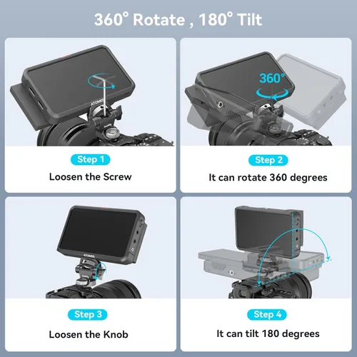 Miniatura 2 de SMALLRIG Soporte de monitor de cámara ajustable para estilo ARRI (edición Bumblebee), giro de 360° y soporte de inclinación de 180°, soporte
