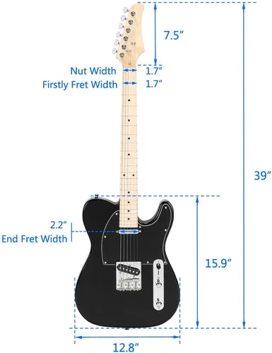 Miniatura 2 de Guitarra eléctrica de 39 pulgadas, diapasón de arce para guitarra eléctrica SS Pickup Case y paquete de accesorios para principiantes paquete