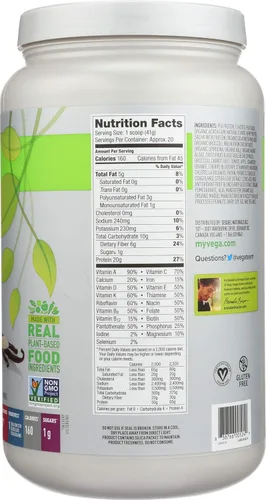 Miniatura 6 de Vega - Proteína vegetal en polvo de reemplazo alimenticio, orgánica, VEG00524, Original, Original, 1