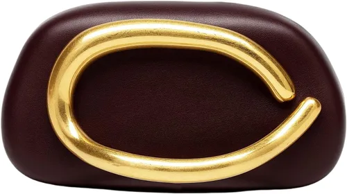 Miniatura 8 de Bolsos de mano de acrílico de noche para mujer, bolsos de noche, bolso cruzado de piel sintética con acento ovalado dorado