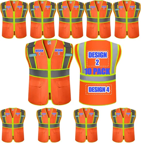 Miniatura 43 de Chalecos de seguridad con logotipo personalizado (S, M, L, XL, 2XL, 3XL, 4XL) Chalecos de seguridad reflectantes de alta visibilidad Clase 2