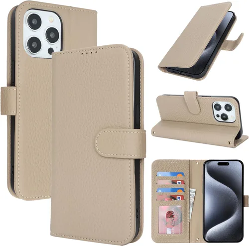 Miniatura 136 de Zouzt Funda para iPhone 11 de 6.1 pulgadas de piel auténtica con 4 ranuras para tarjetas, tarjetero con bloqueo RFID, tapa magnética, función atril