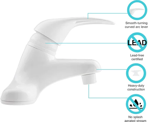 Miniatura 2 de Grifo de lavabo RV de una palanca Dura Faucet: grifo para baño RV para casas rodantes modernas de distintos tipos, Blanco