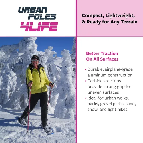 Miniatura 4 de Urban Poling 4LIFE - Bastones urbanos – 1 par – Edición fitness – CoreGrip ergonómico patentado para estabilidad – Ajustable, plegable, ligero
