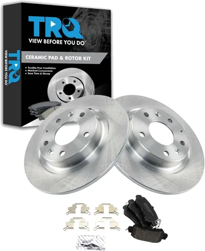 Miniatura 75 de TRQ Kit de rotor de freno trasero y pastillas de cerámica Posi premium compatible con camioneta Chevy GMC