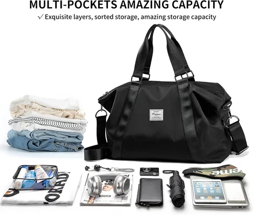 Miniatura 4 de Bolsa de viaje para gimnasio, bolsa de hombro para fin de semana para mujer