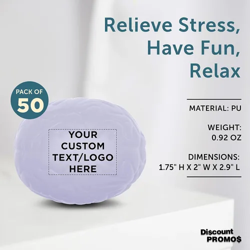 Miniatura 4 de Juego de 50 bolas para apretar el cerebro, paquete personalizado a granel, alivio del estrés, perfectas para tu escritorio, oficina o hogar