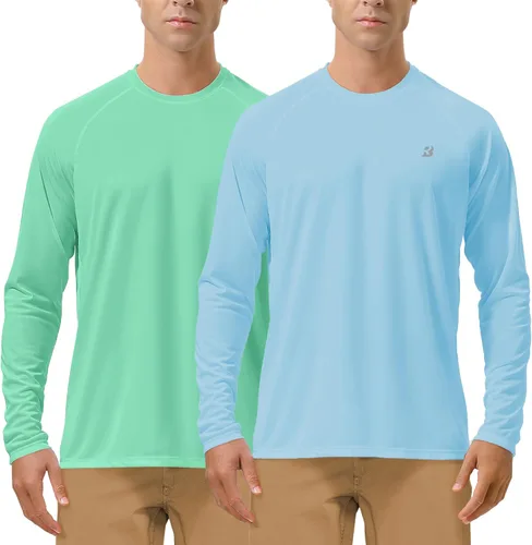 Miniatura 23 de Roadbox Camisas de Protección Solar UV UPF 50+ para Hombres Manga Larga SPF Rash Guard para Pesca Senderismo Natación Correr 2 Pack - blanco