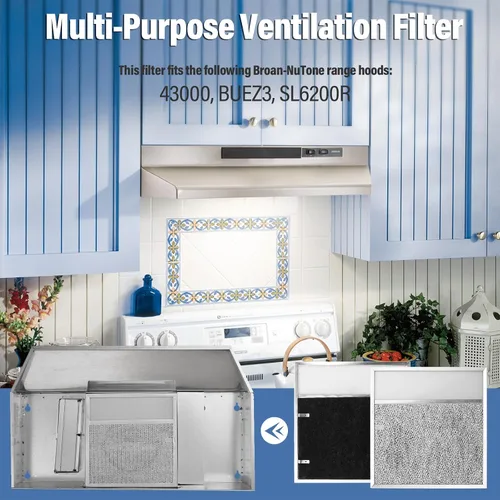 Miniatura 2 de BP57 - Filtro de campana extractora con lente de luz para filtro de grasa de escape de cocina Broan-NuTone, filtro de aire de ventilación de campana