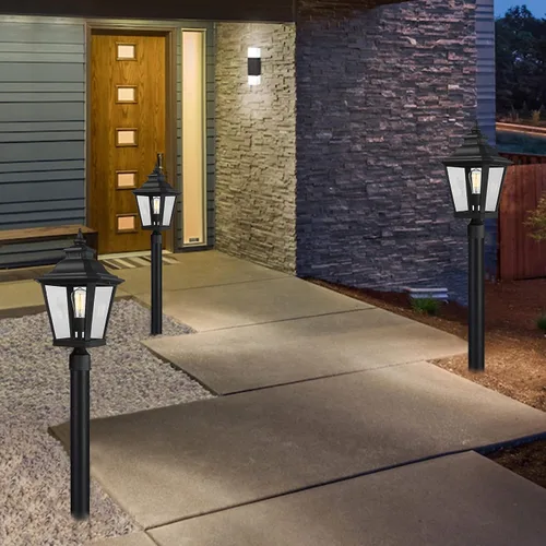 Miniatura 7 de Luces de poste grandes para exteriores, lámpara de poste con acabado negro, impermeable y antioxidante, moderna iluminación exterior de pilar