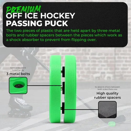 Miniatura 5 de Green Biscuit Passer-Paquete de 2 Disco de manejo de palos y paso fuera de hielo El es ideal para hockey callejero