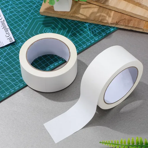 Miniatura 9 de TEHAUX 2 rollos de cinta de papel kraft, cinta de embalaje de papel blanco, 1.772 in x 98.4 ft, grabable, sin recubrimiento, mate y autoadhesivo