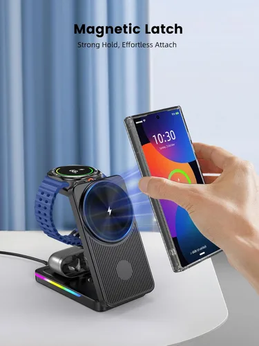 Miniatura 3 de Cargador inalámbrico magnético para Samsung Galaxy S26 Ultra, estación de carga inalámbrica 3 en 1 para Samsung Watch 8, soporte de cargador