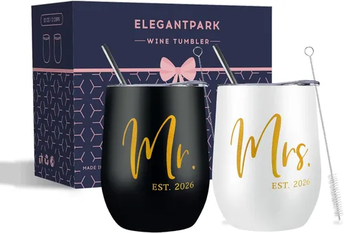 ELEGANTPARK Mr and Mrs Gifts - Regalos de boda para parejas, regalo de compromiso para recién casados, regalo de compromiso para novios y novios,