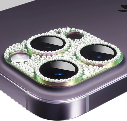 Miniatura 9 de AKABEILA Compatible con cámara iPhone 11 Pro Max/11 Pro, protector de lente con diamantes de imitación, protección de vidrio templado 9H, Negro